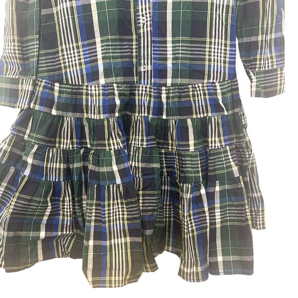 Gianni Bini Mini Dress S Blue Tartan Off Shoulder Button Up Preppy Schoolgirl - Picture 4 of 7